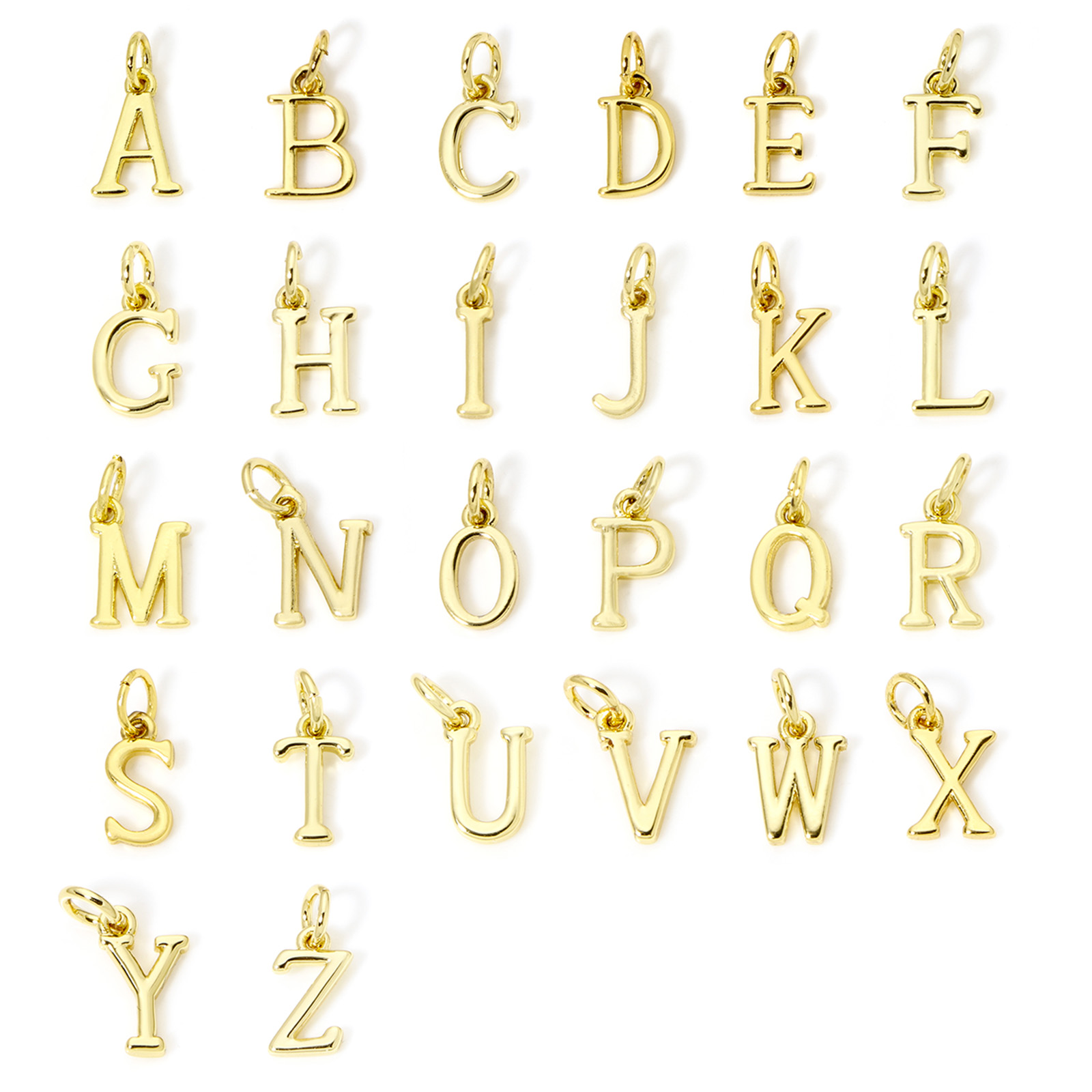 Initial Letter Necklace 18K Gold - 5 peças amuletos de latão 18k