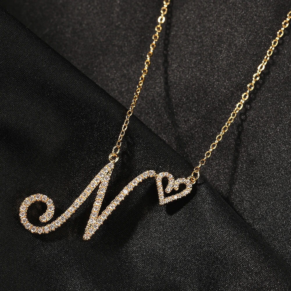 Initial Letter Necklace 18K Gold - Colar Personalizado com Iniciais em Script,