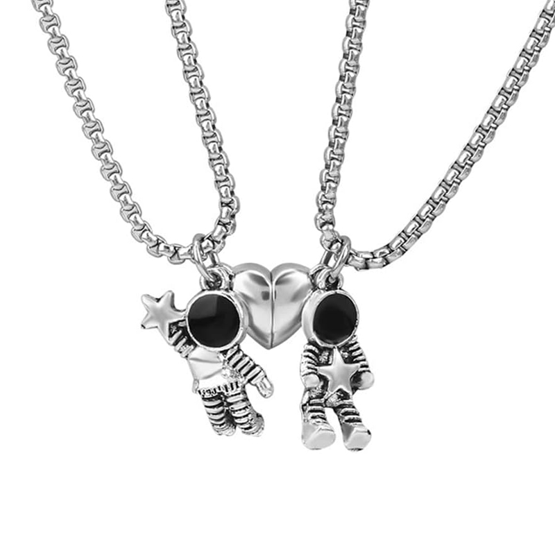 Magnetic Couple Matching Necklaces - 2 pçs astronomia spaceman correspondência casal