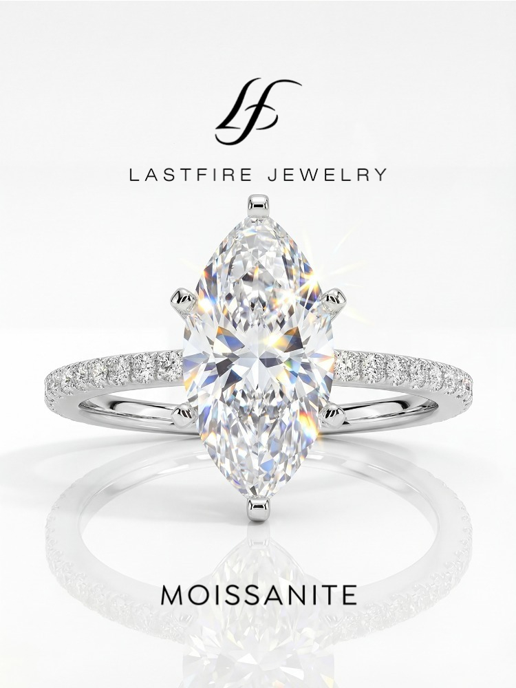 Moissanite Engagement Ring 1 Carat - Anel Marquise de Diamante Moissanite Real