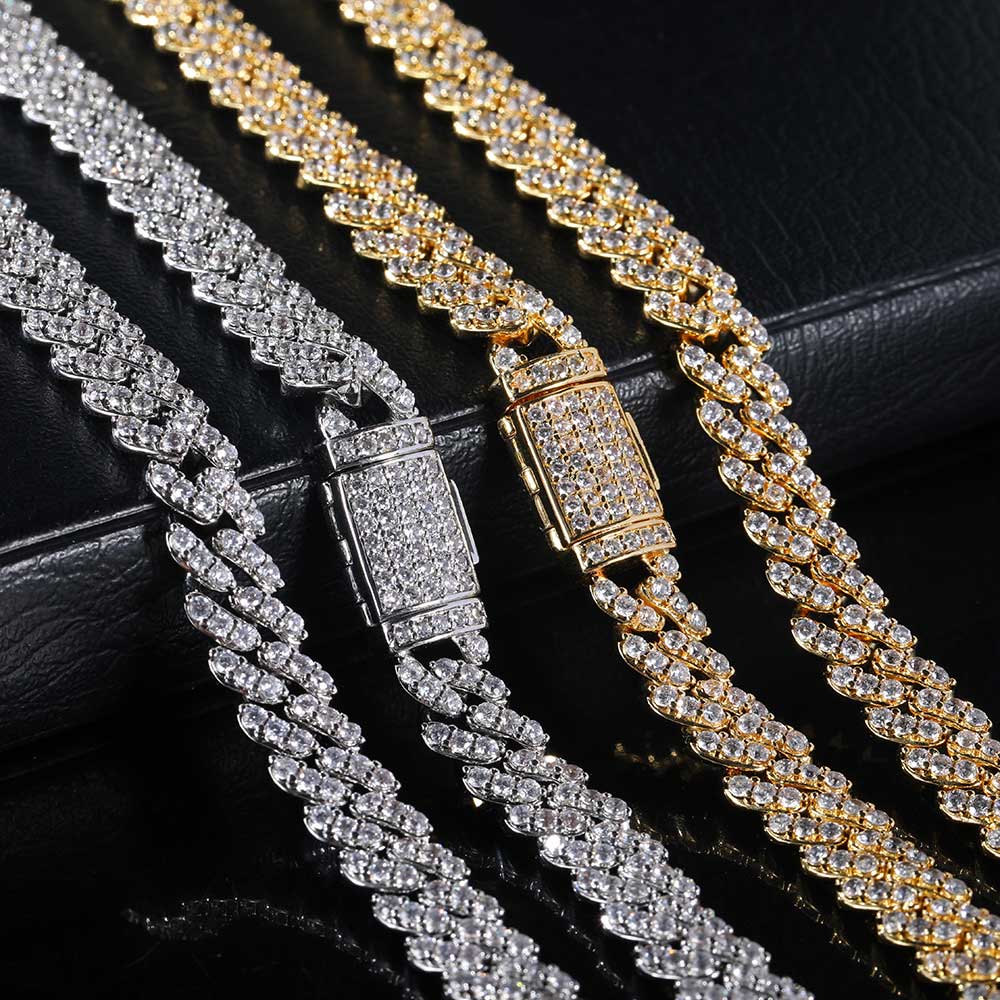 Cuban Link Chain 12Mm - 8mm1row zircon colar feminino gelado para