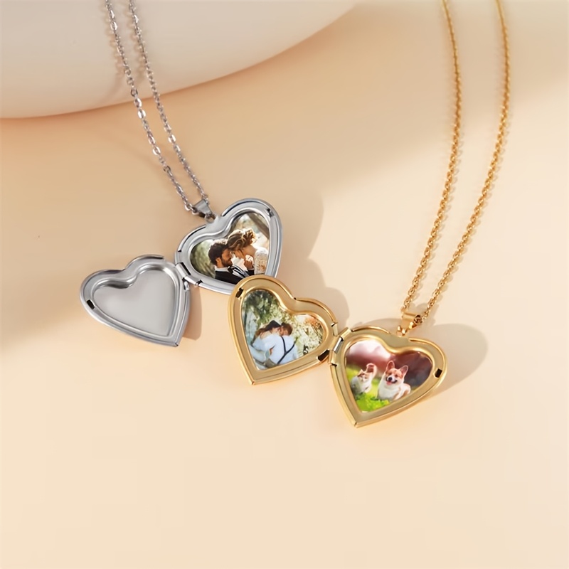 Heart Locket Necklace Photo - Personalizado 1/2 imagem coração medalhão pingente