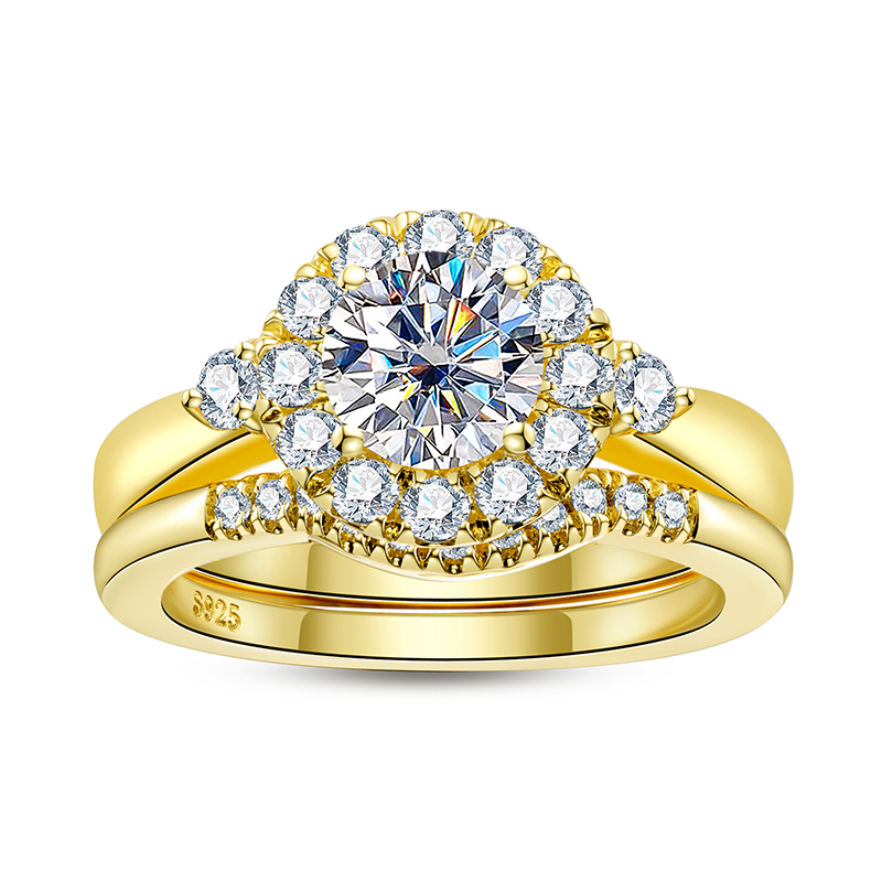 Moissanite Engagement Ring 1 Carat - Conjunto de anel de noivado cor