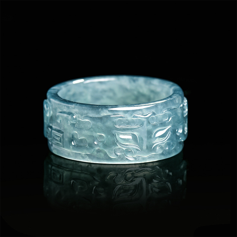 Rings - Anel taotie de jadeíte de mianmar,