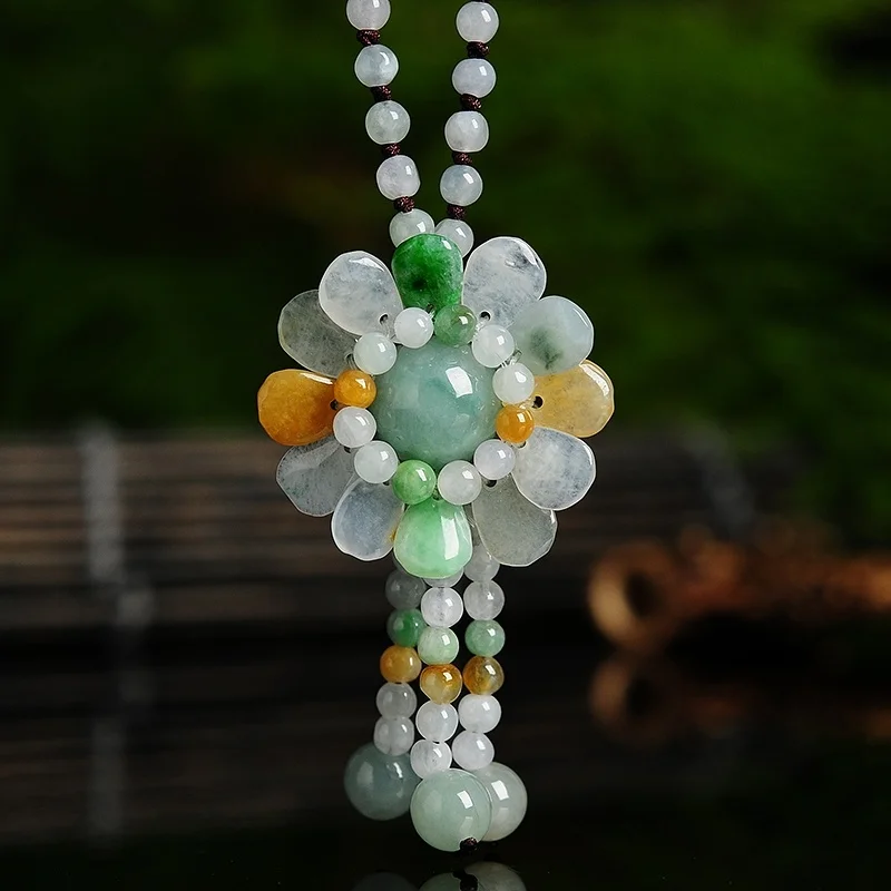 Necklaces - Certificado jade birmanês girassol pingente jadeite