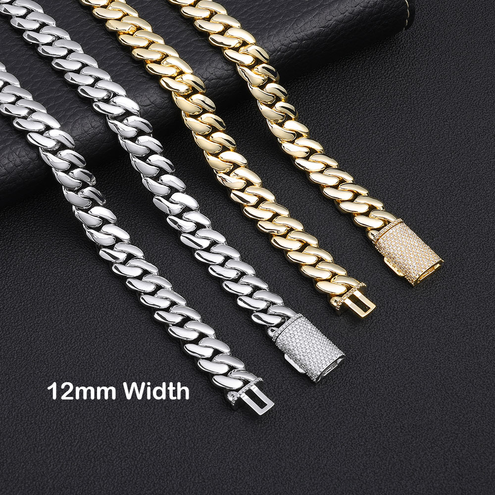 Cuban Link Chain 12Mm - ESKEEM Colar Cubano Banhado a Ouro