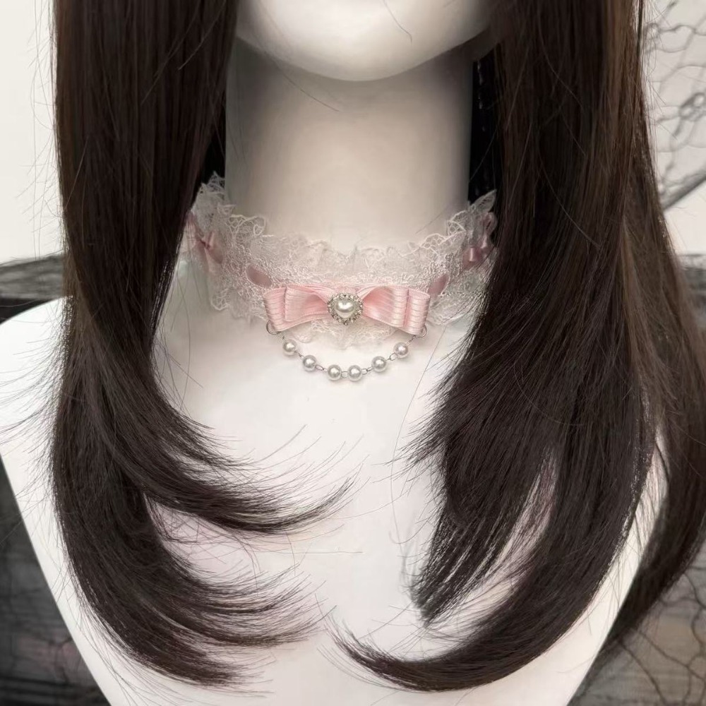 Pearl Choker Necklace Vintage - Colar Choker de Renda com Laço