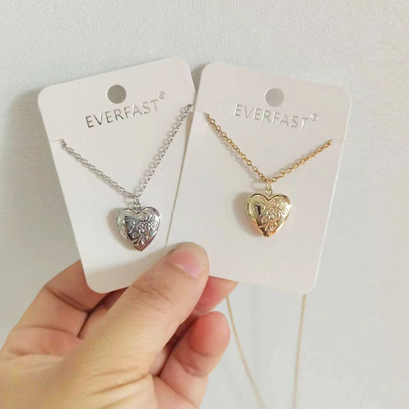 Heart Locket Necklace Photo - 1pc pequeno coração 14mm moldura de