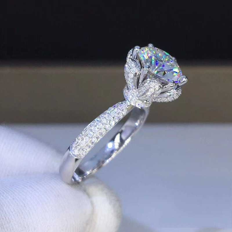 Moissanite Engagement Ring 1 Carat - Anel de Morganita com Diamante Cultivado