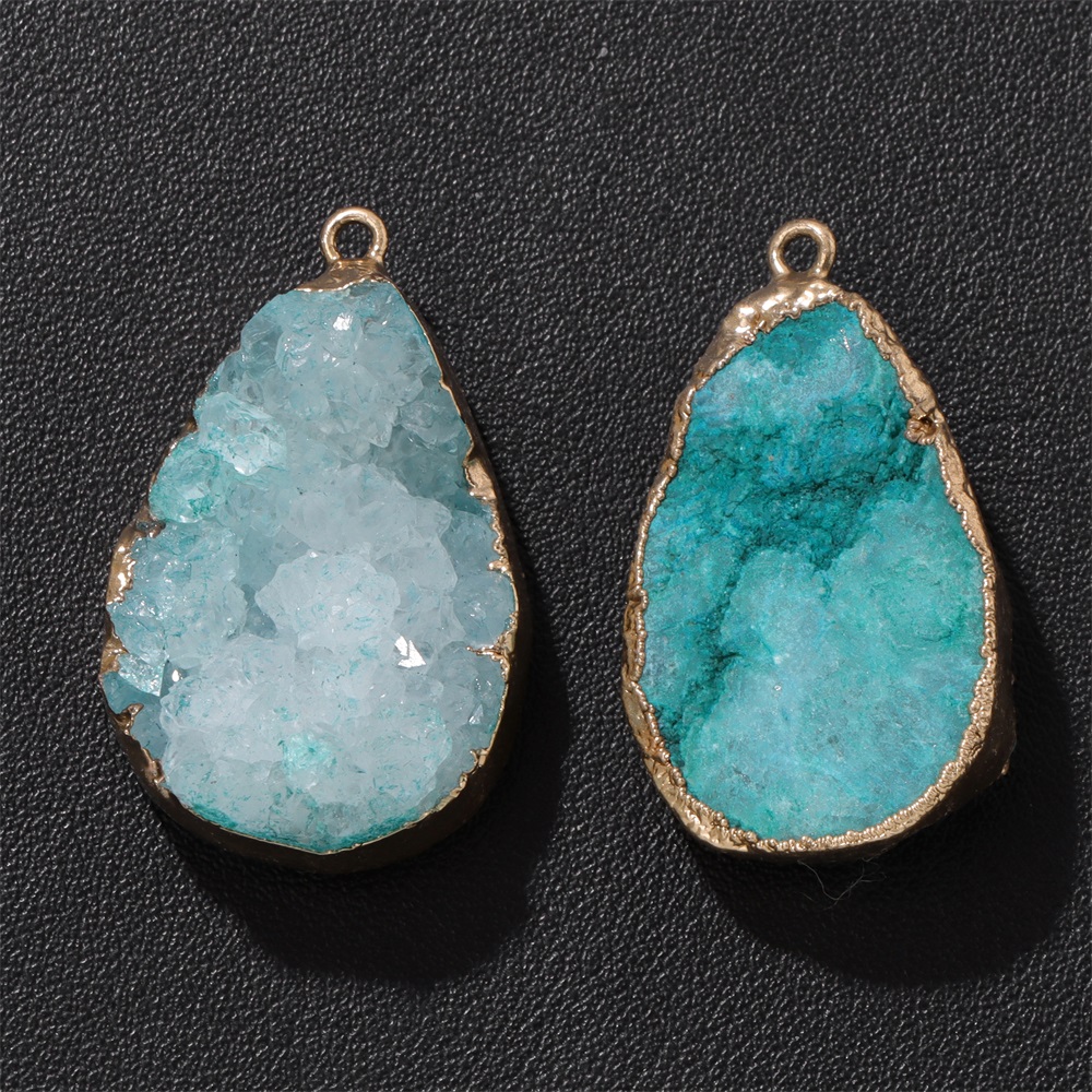 Crystal Pendant Necklace Natural Stone - Pingente de geodo de ágata natural