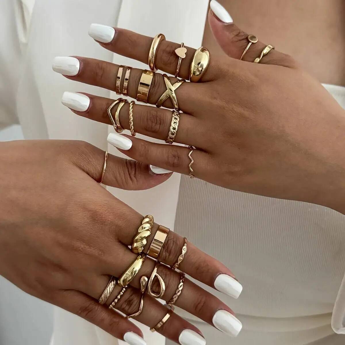 Vintage Punk Knuckle Rings Set - Kunjoe 24 pçs/set na moda geometria