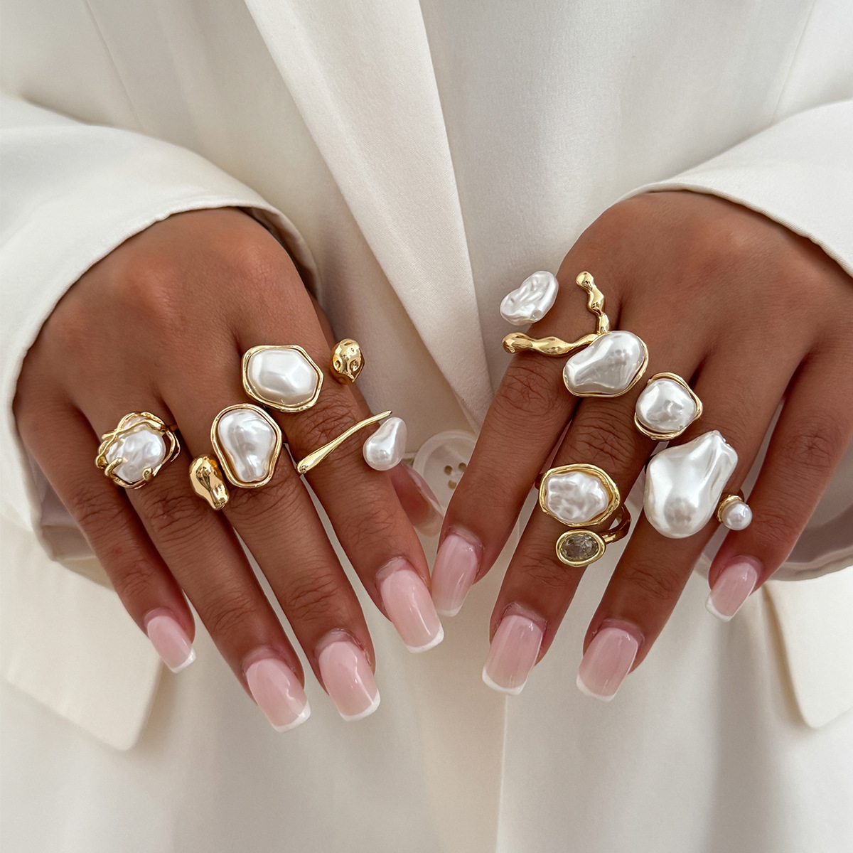 Vintage Punk Knuckle Rings Set - 7 Pçs/set Cor Dourada Irregular Imitação
