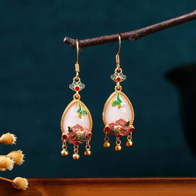 Earrings - Brincos de Jade Natural em Formato