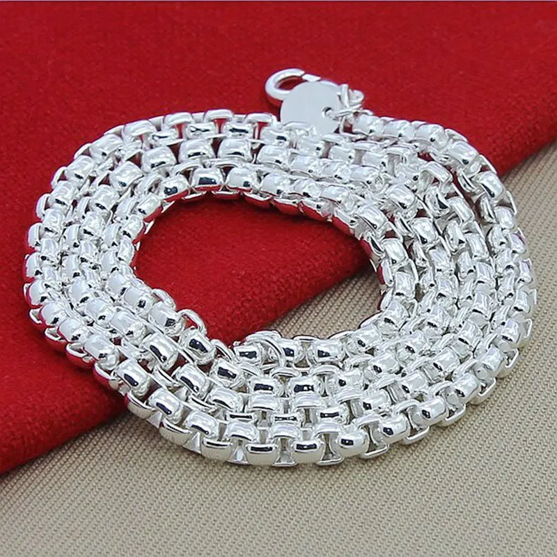 925 Sterling Silver Chain Necklace Men - 45-60cm 925 prata esterlina colar caixa