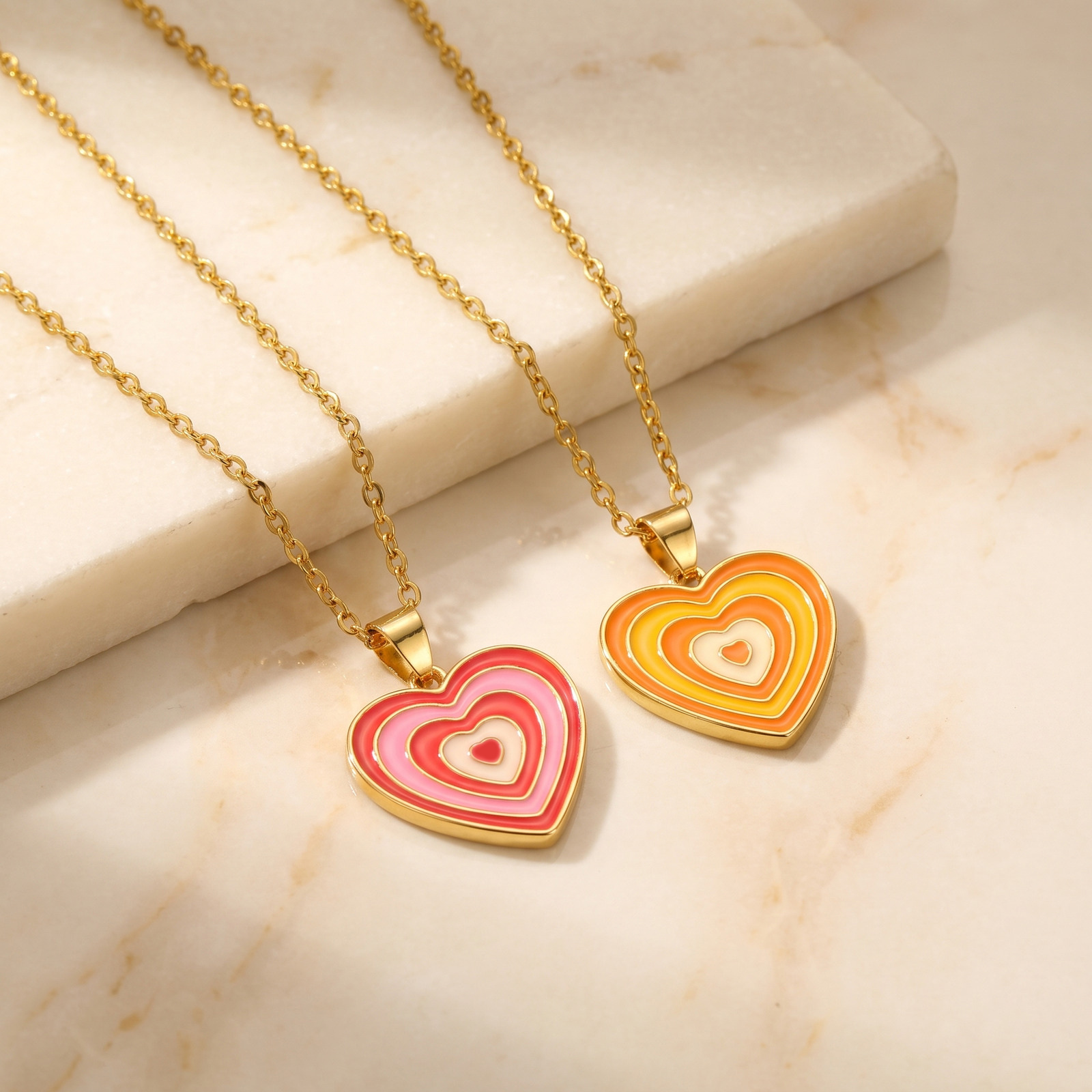 Layered Pendant Necklace Aesthetic - Colar com Pingente de Coração em