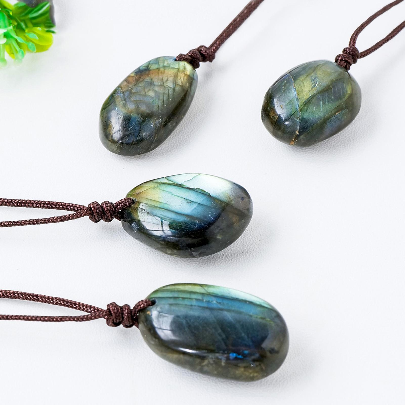 Crystal Pendant Necklace Natural Stone - Natural labradorite pingente colares homens mulheres