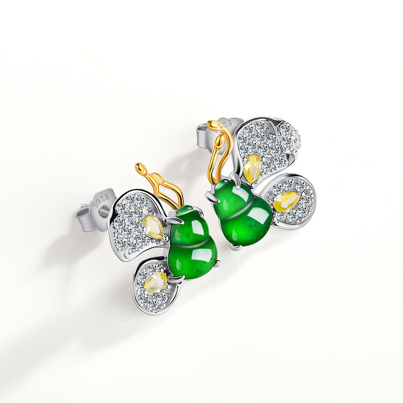 Earrings - Brincos de Borboleta em Jadeita Verde
