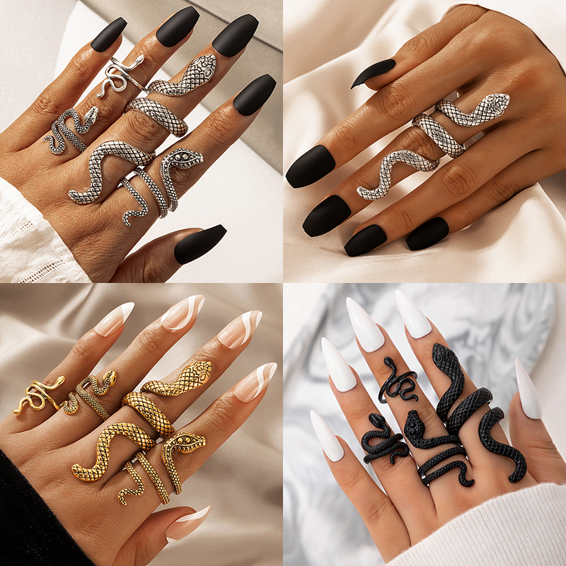 Vintage Punk Knuckle Rings Set - Anéis de junta em forma de