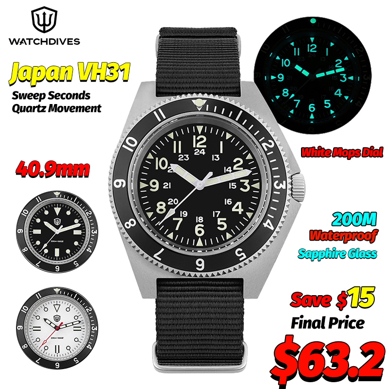 Watch Accessories - Watchdives wd1972 relógio de quartzo safira