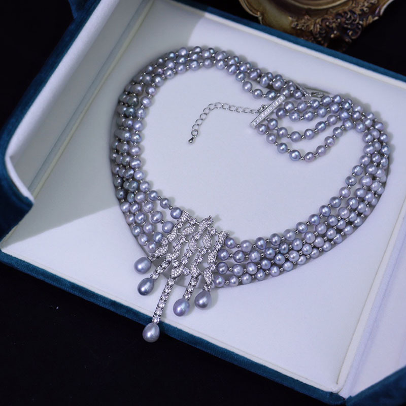 Pearl Choker Necklace Vintage - Colar de pérolas de água doce,