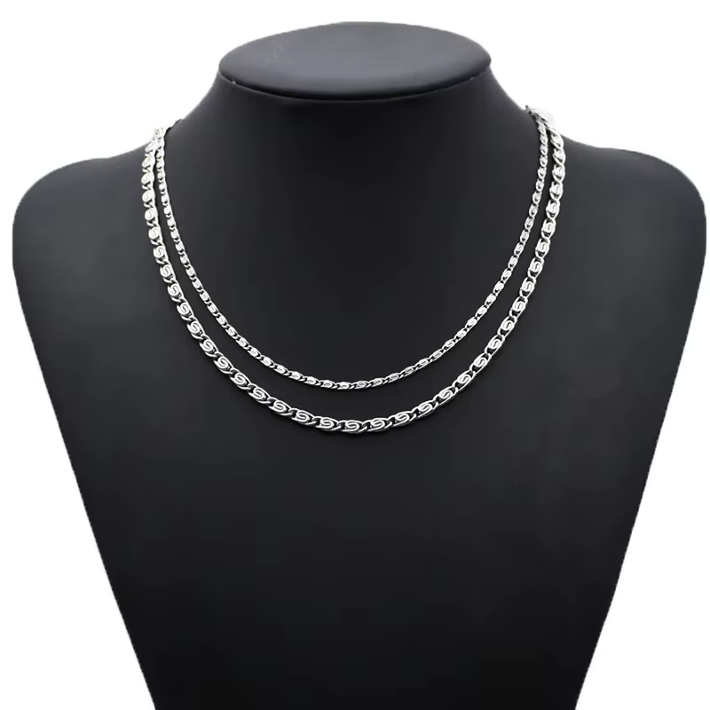 925 Sterling Silver Chain Necklace Men - Andara Colar de Corrente Lateral de