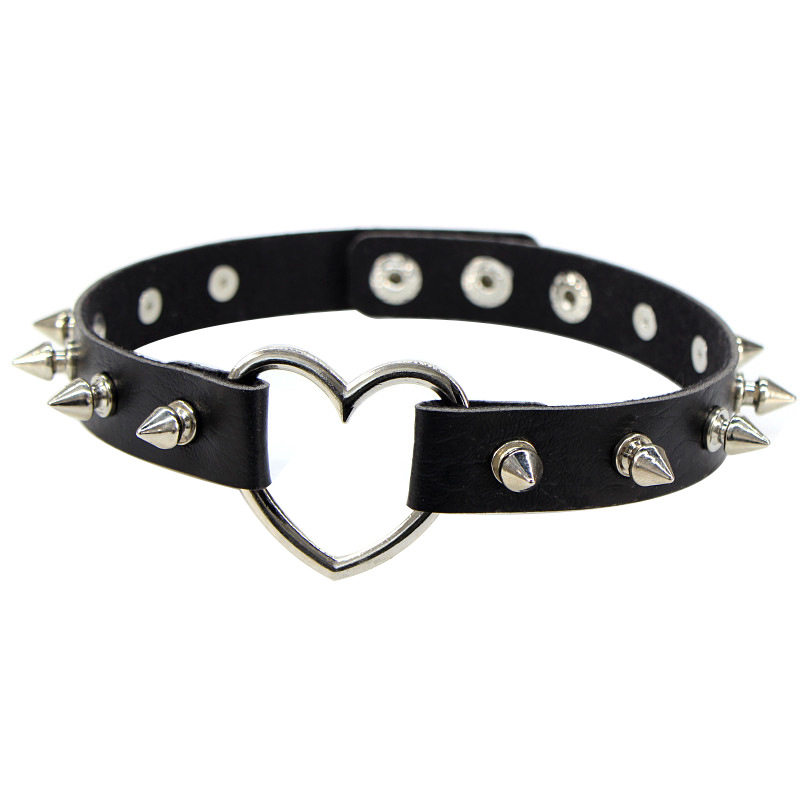 Goth Punk Spike Choker - Colar punk de couro tipo gargantilha,