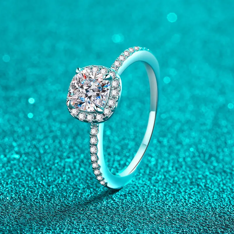 Moissanite Engagement Ring 1 Carat - Anel de moissanite de prata esterlina