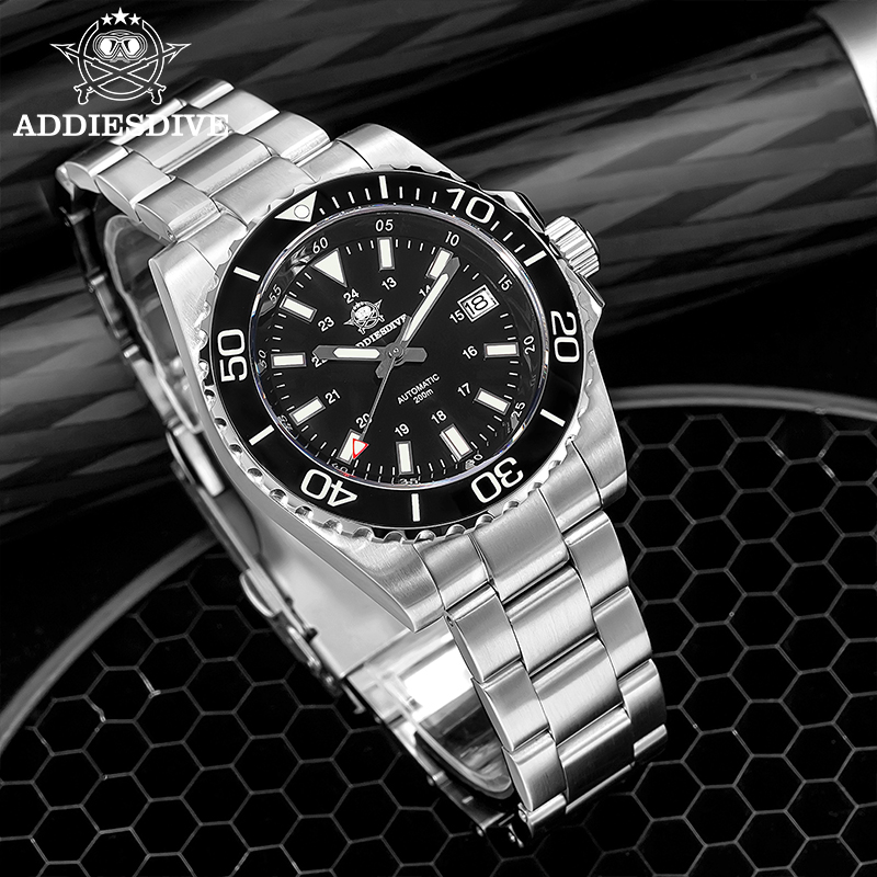 Watch Accessories - Addiesdive relógio masculino 8215 safira mecânica
