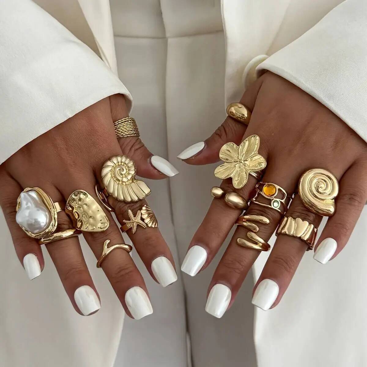 Vintage Punk Knuckle Rings Set - z 14 pçs/set hip hop criativo
