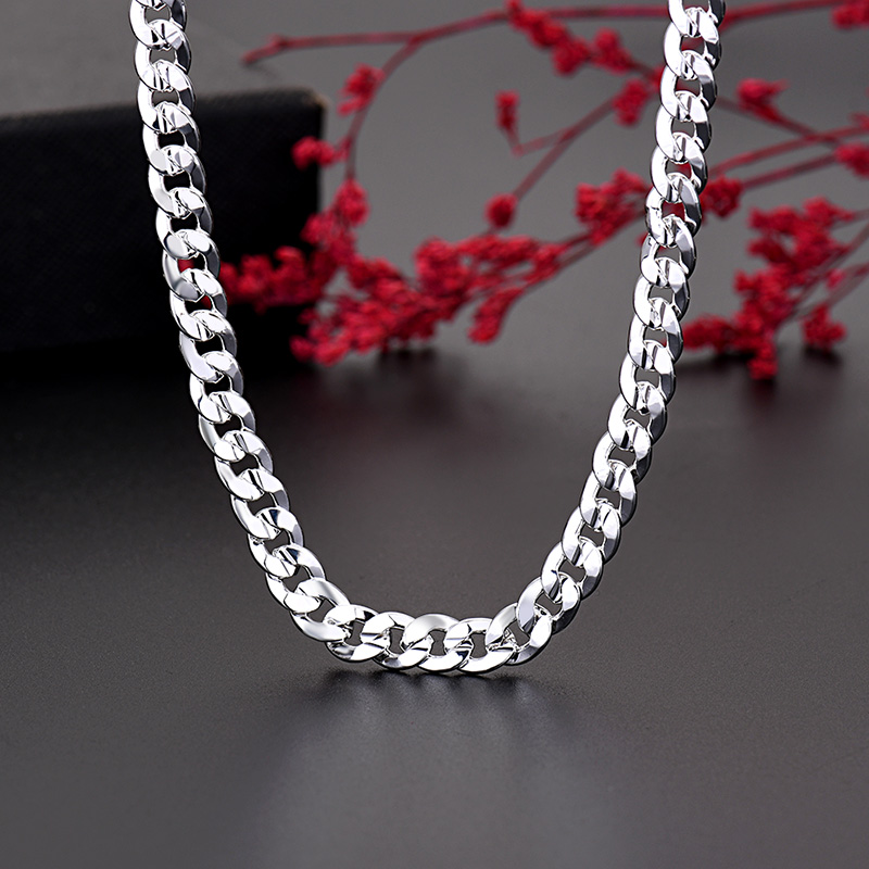 Cuban Link Chain 12Mm - Quente 925 prata esterlina charme 7mm