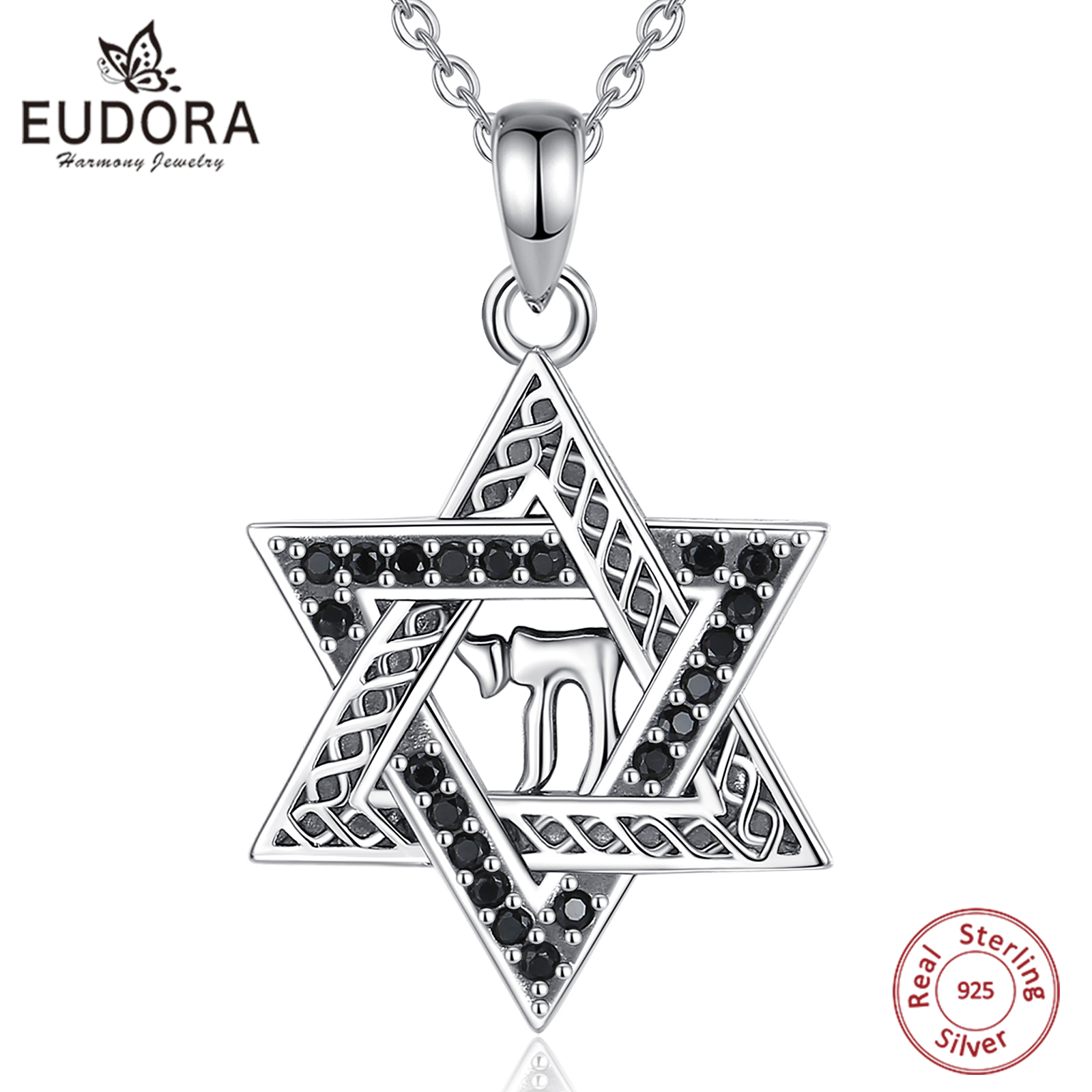 925 Sterling Silver Chain Necklace Men - Eudora-925 Sterling Silver Star of David