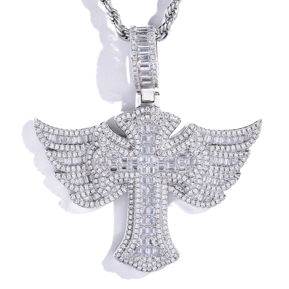 Cross Pendant Necklace Gold - Hip hop cheio de diamante 18k