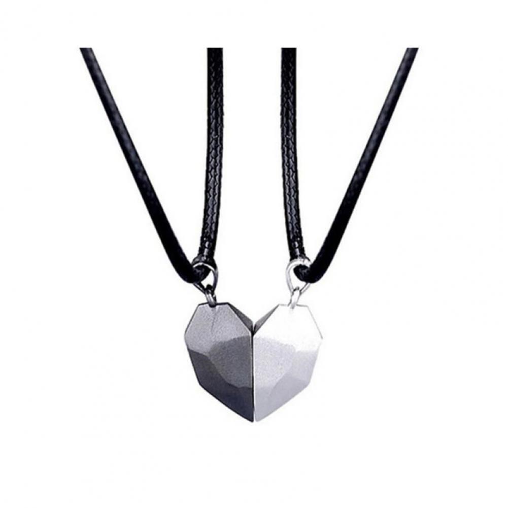 Magnetic Couple Matching Necklaces - Colar com Pingente de Coração, Conjunto