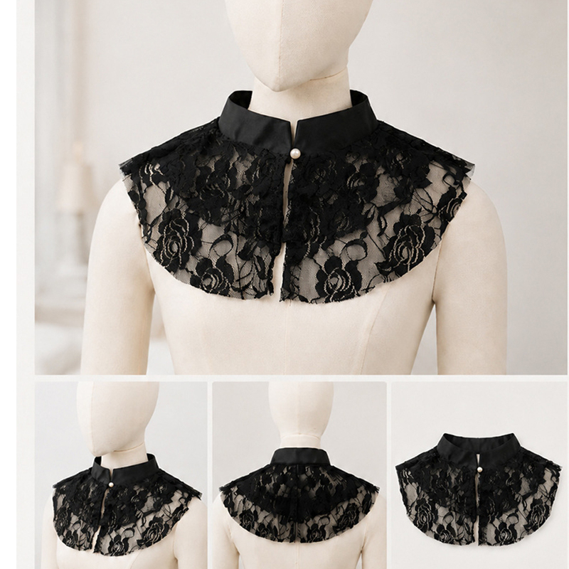 Necklaces - Elegante Gola Falsa de Renda Floral