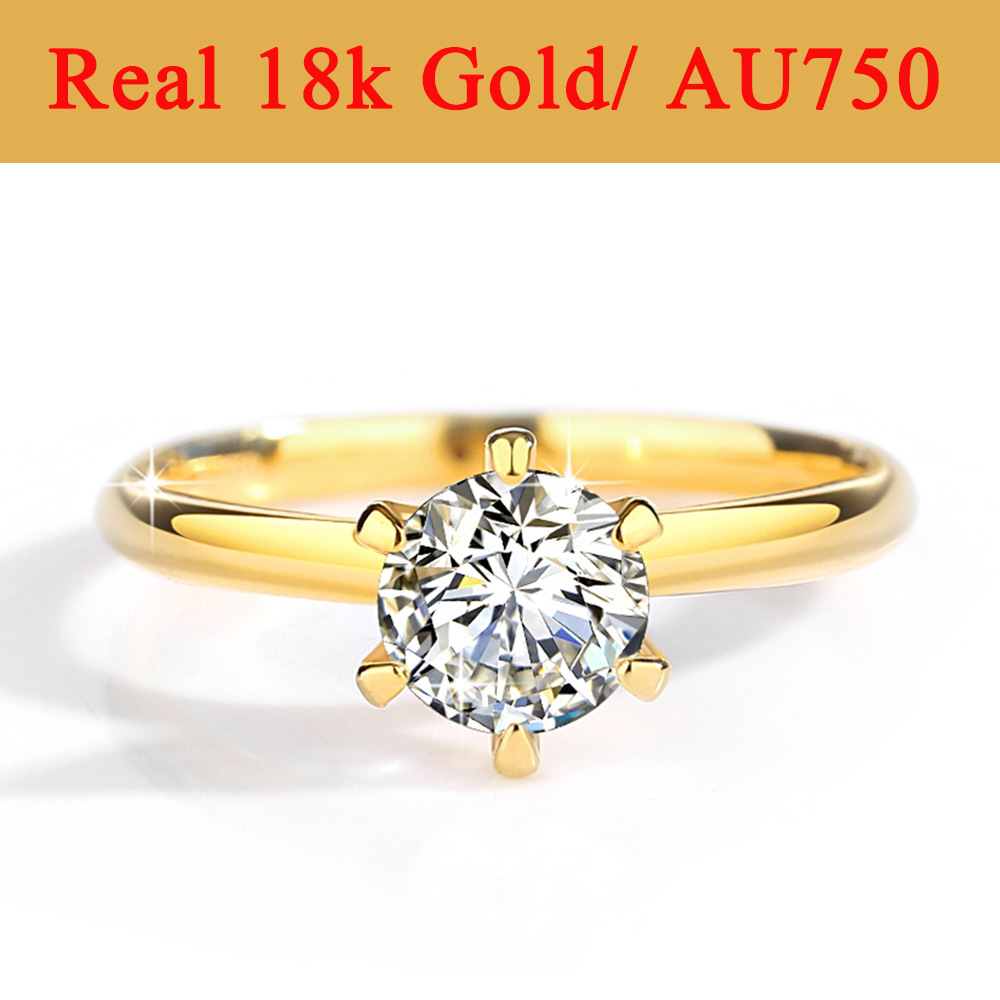 Moissanite Engagement Ring 1 Carat - Anéis de moissanite de ouro real