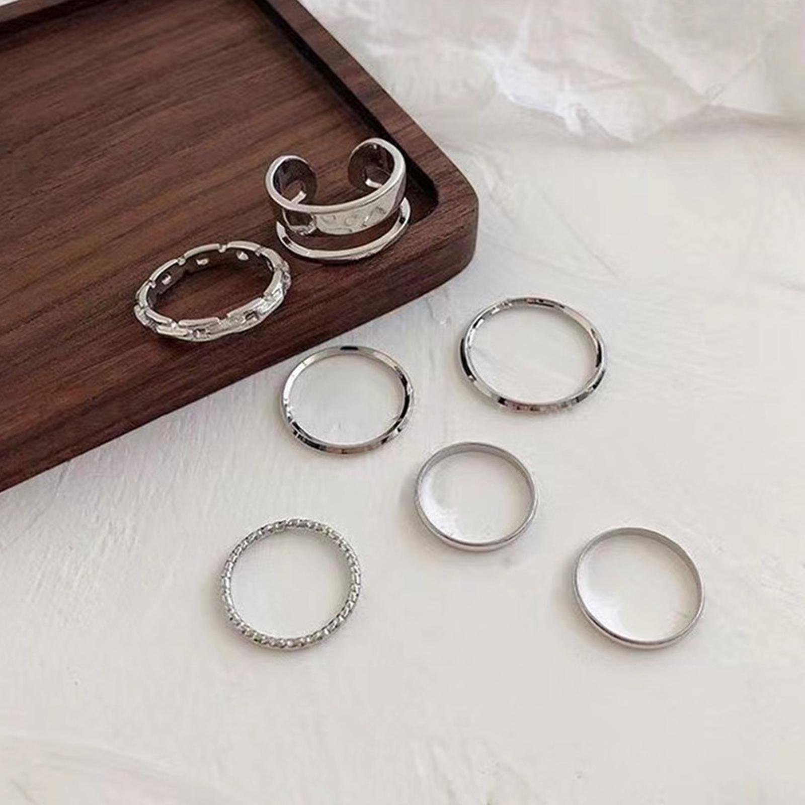 Vintage Punk Knuckle Rings Set - Conjunto de Anéis Hip Hop Femininos