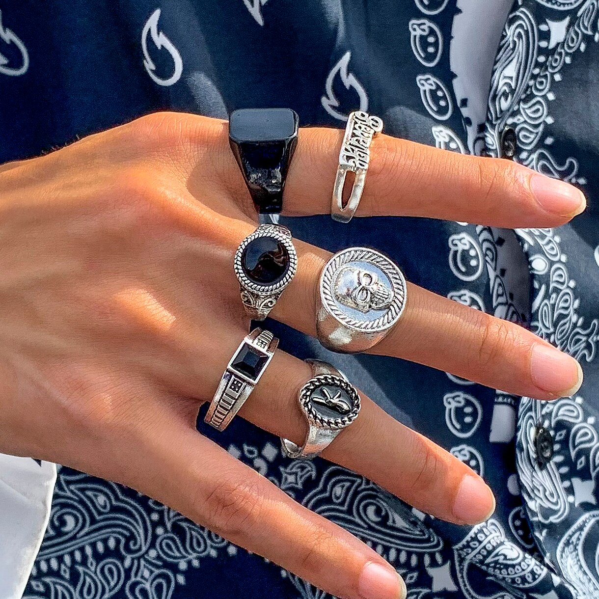 Conjunto vintage de anéis de e - Vintage Punk Knuckle Rings Set avaliação e preço