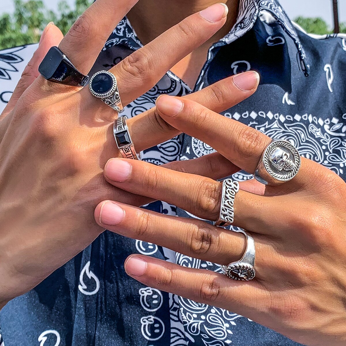 Conjunto vintage de anéis de e - Vintage Punk Knuckle Rings Set avaliação e preço