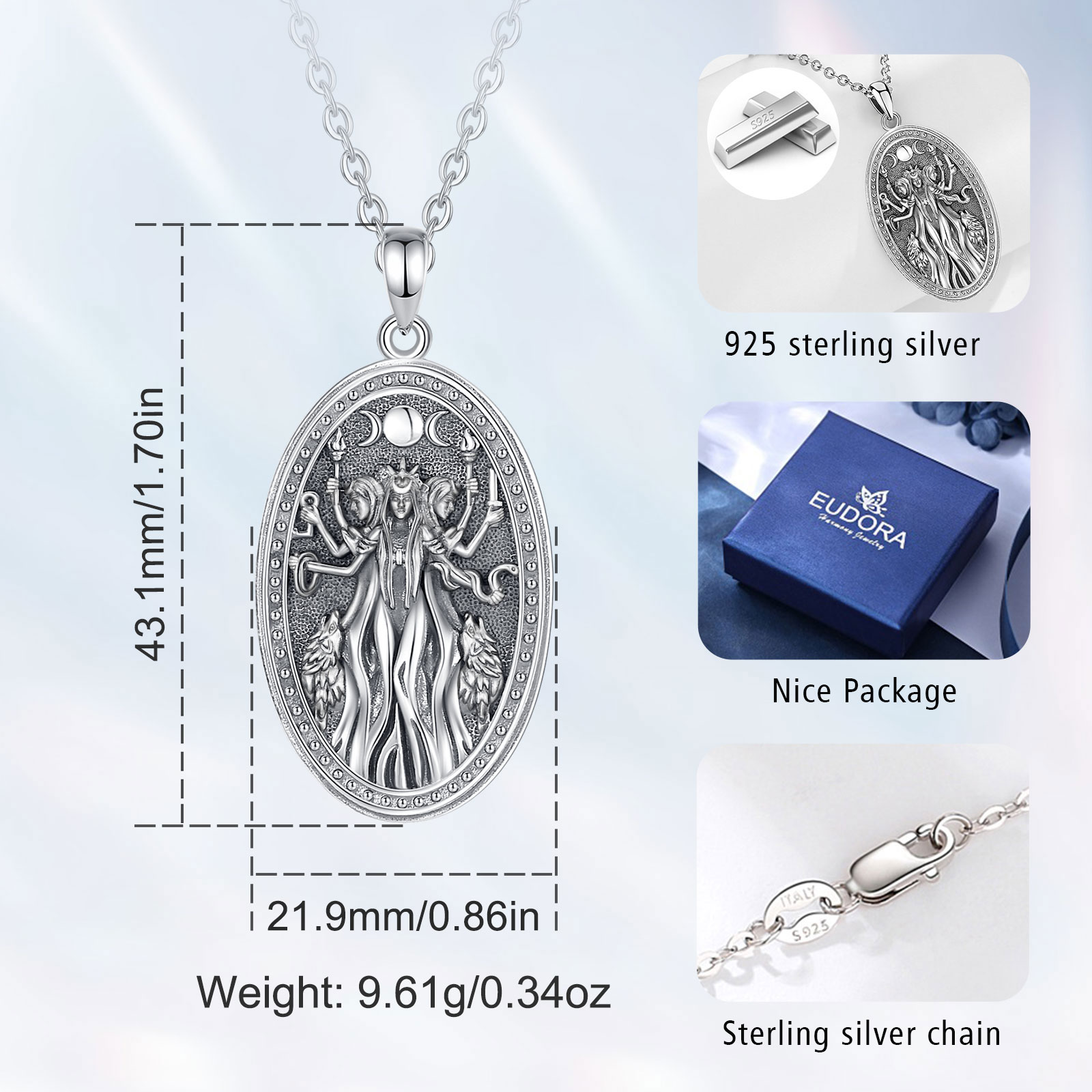 Eudora 925 prata esterlina tri - 925 Sterling Silver Chain Necklace Men avaliação e preço
