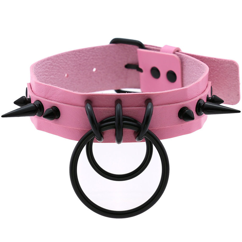 2021 rosa gótico punk pico reb - Goth Punk Spike Choker avaliação e preço