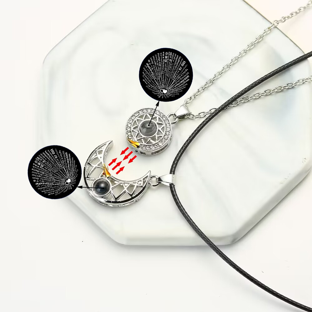 Sol e Lua Colar Combinando par - Magnetic Couple Matching Necklaces avaliação e preço