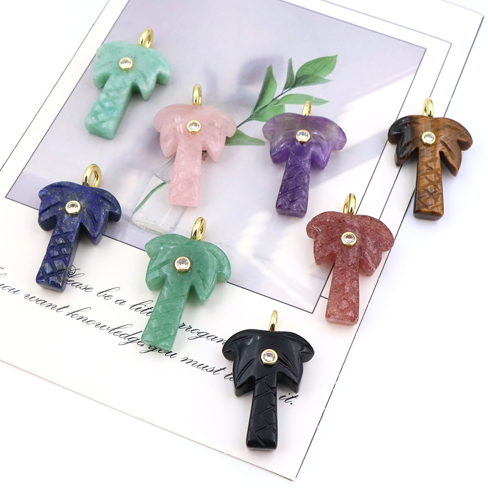 Pingente de Árvore de Coco em  - Crystal Pendant Necklace Natural Stone avaliação e preço
