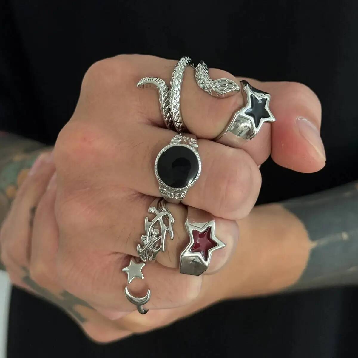 Kunjoe conjunto de anéis abert - Vintage Punk Knuckle Rings Set avaliação e preço
