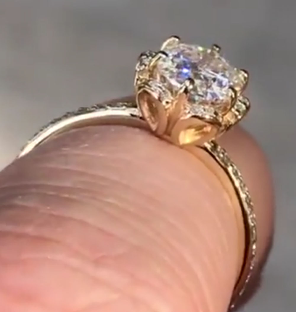 Personalizado sólido 14k ouro  - Moissanite Engagement Ring 1 Carat avaliação e preço