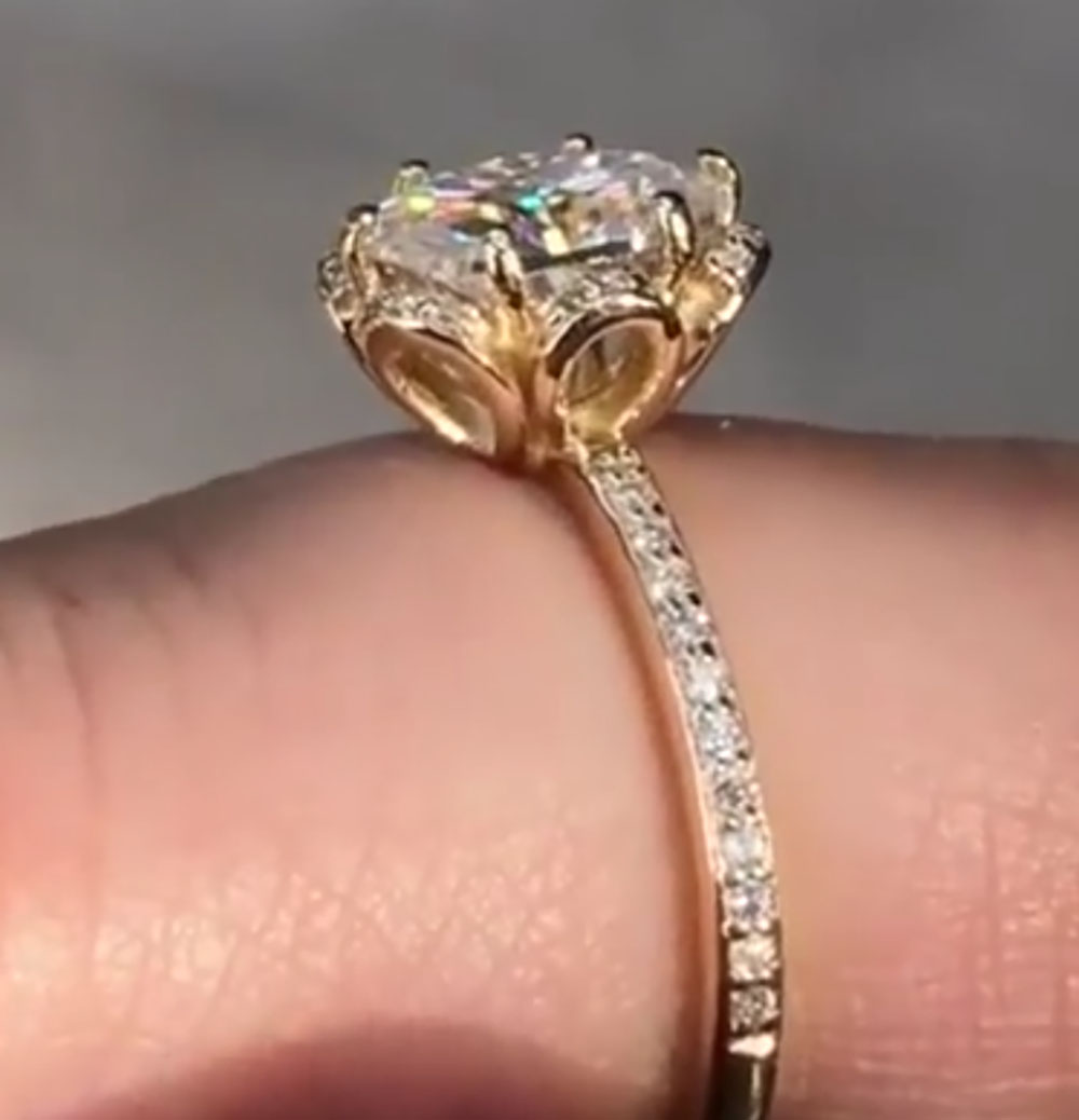 Personalizado sólido 14k ouro  - Moissanite Engagement Ring 1 Carat avaliação e preço