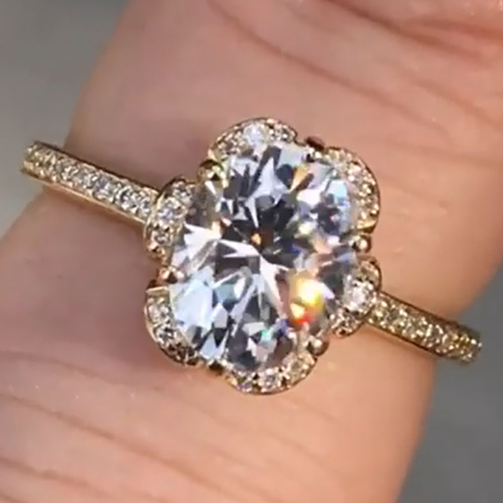 Personalizado sólido 14k ouro  - Moissanite Engagement Ring 1 Carat avaliação e preço