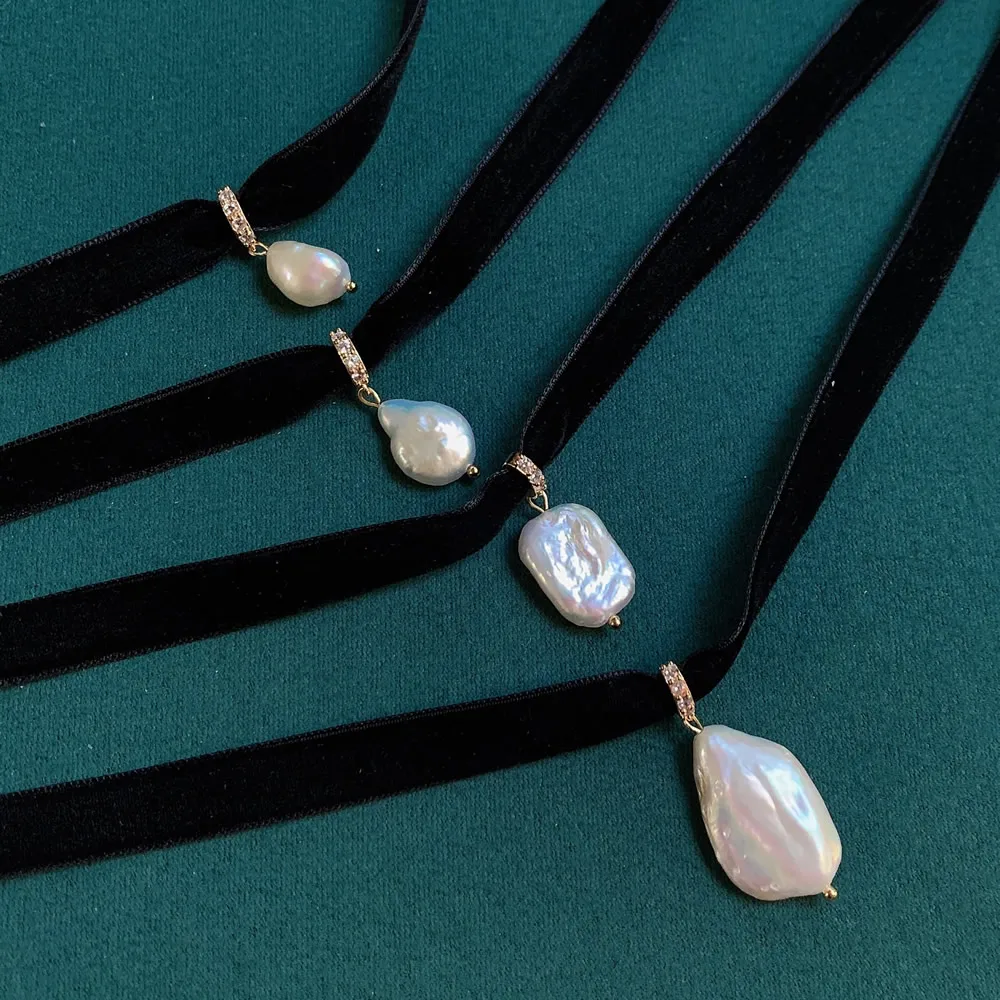 Gargantilha de fita veludo pre - Pearl Choker Necklace Vintage avaliação e preço