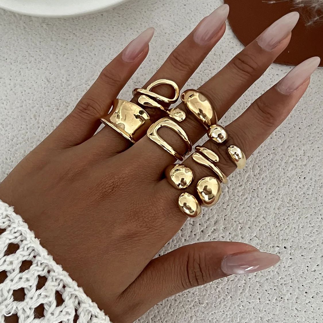 DIEZI Um conjunto de anéis de  - Vintage Punk Knuckle Rings Set avaliação e preço