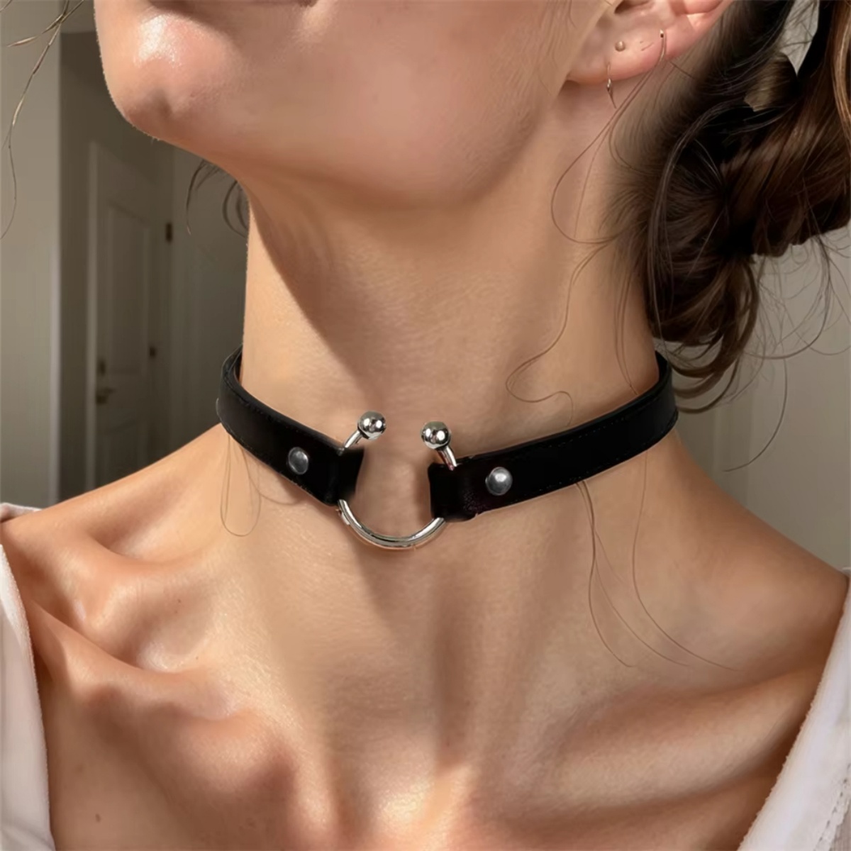 Colar Choker de Couro PU com S - Goth Punk Spike Choker avaliação e preço