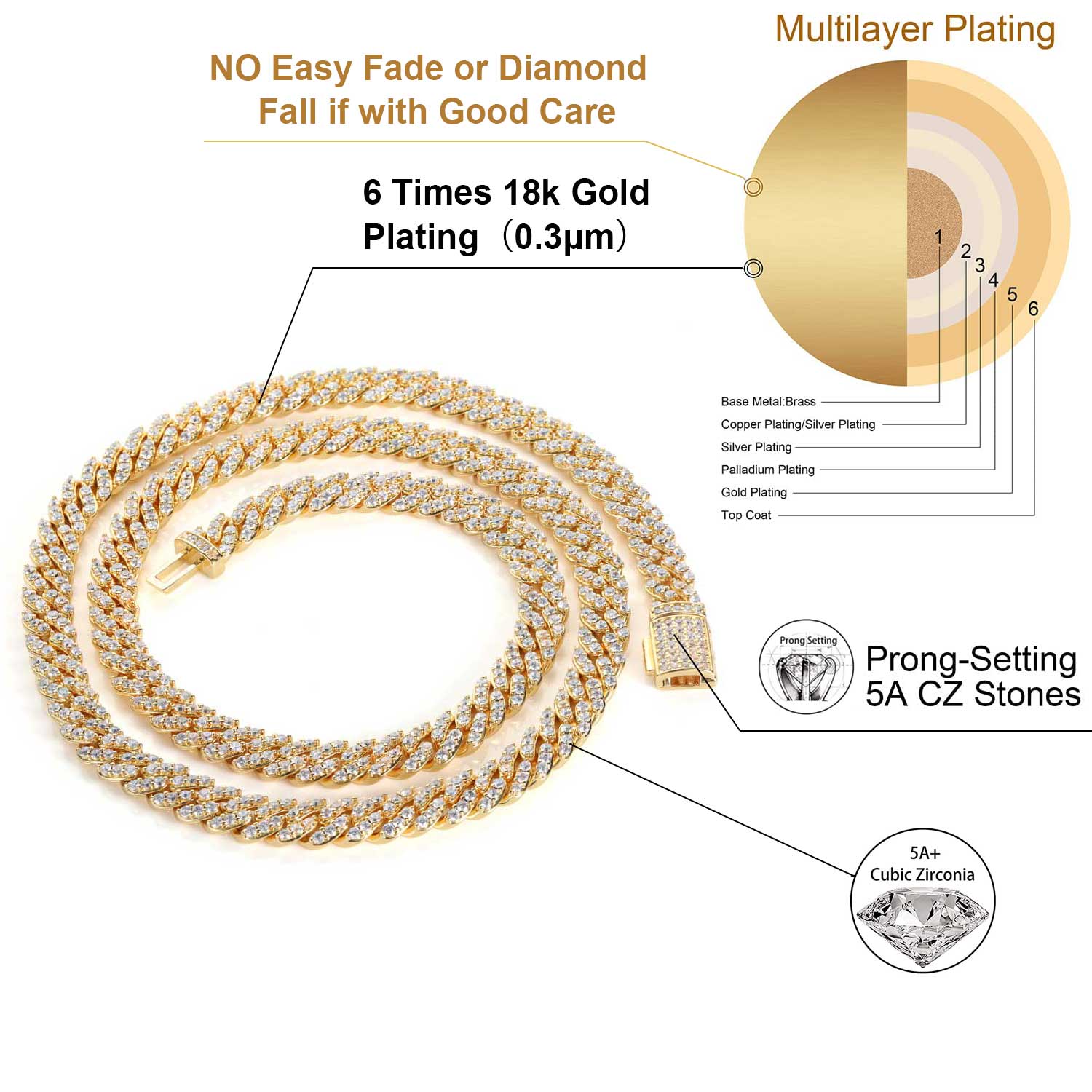 8mm1row zircon colar feminino  - Cuban Link Chain 12Mm avaliação e preço